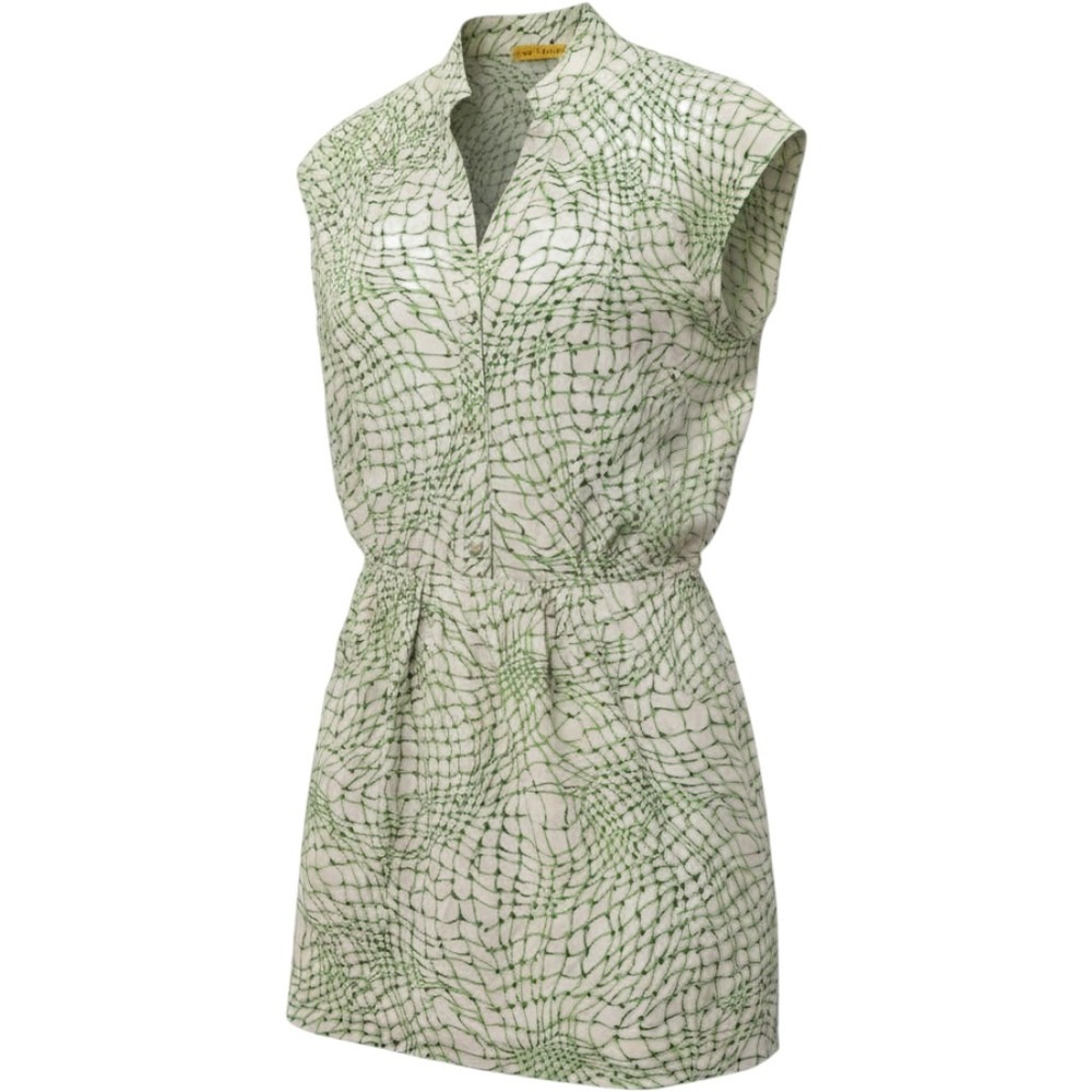 Alice + Olivia Silk Mini Dress Green Cream Geometric Print Pockets Size M
